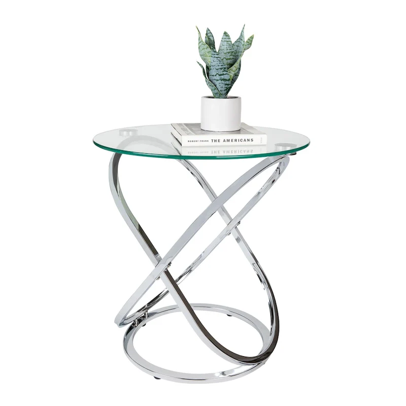 Galaxy Tempered Glass Round End Table - Modern Sculptural Design