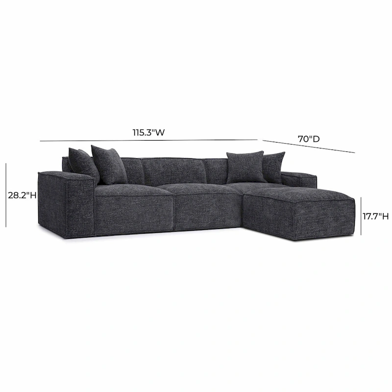 Mindy Chenille Basketweave Modular Sectional - 115.3W x 70D x 28.2H