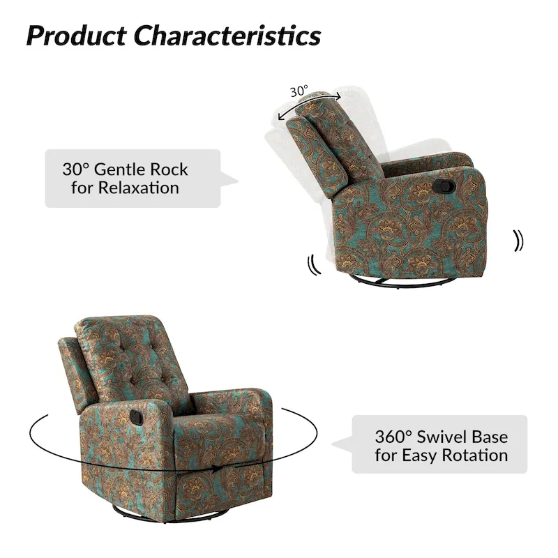 Manual Swivel Recliner with Tufted Back Set of 2