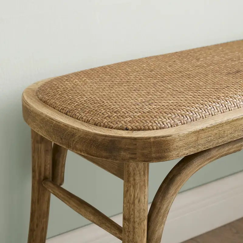 Bentwood Rattan Bench