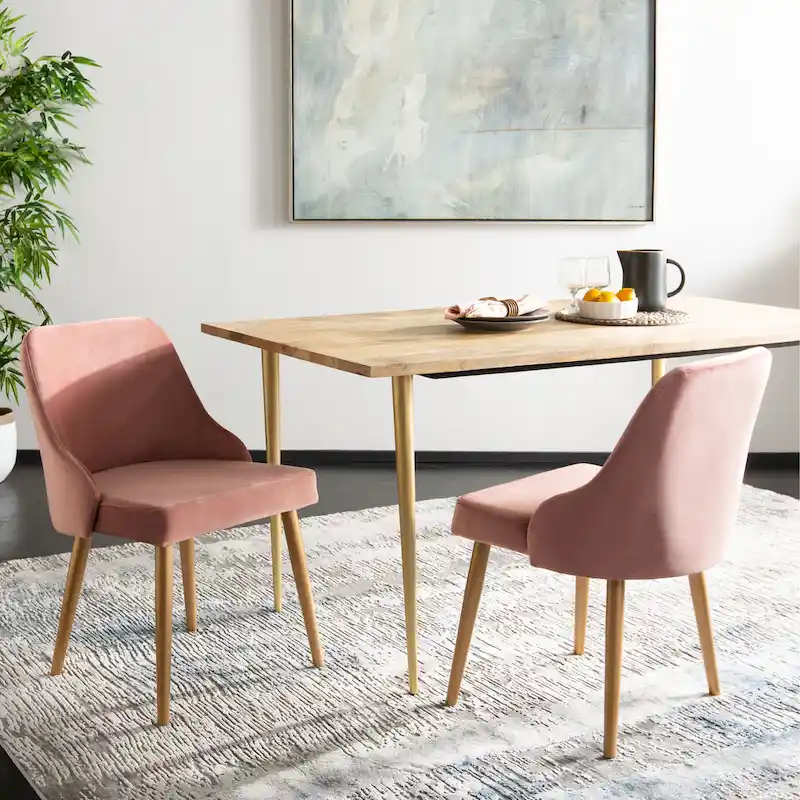 SAFAVIEH Nobie 18.3  Upholstered Dining Chair - Grey / Gold (Set of 2) - 21  x 22  x 31  - 21Wx22Dx31H