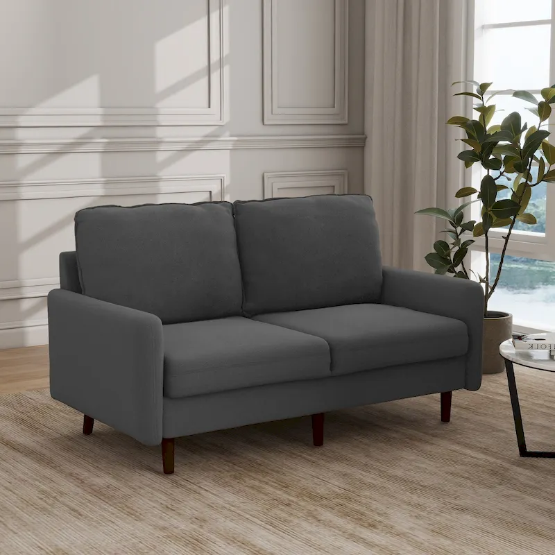 Modern Loveseat Velvet Wood Legs Sofa