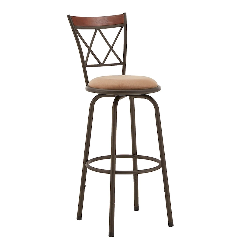 Verona Adjustable Bronze Finish X-Back Metal and Wood Trim 3pc Pack Stools by iNSPIRE Q Classic