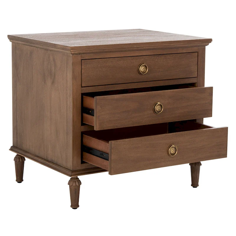SAFAVIEH Couture Firyal 3-Drawer Wood Nightstand