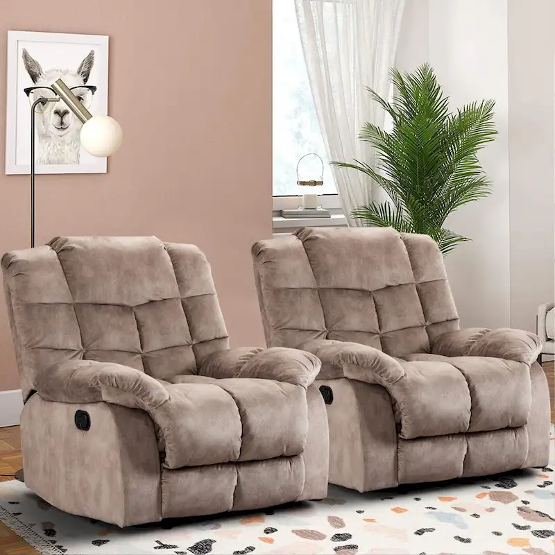 Manual Reclining Fabric Recliner and Single Sofa