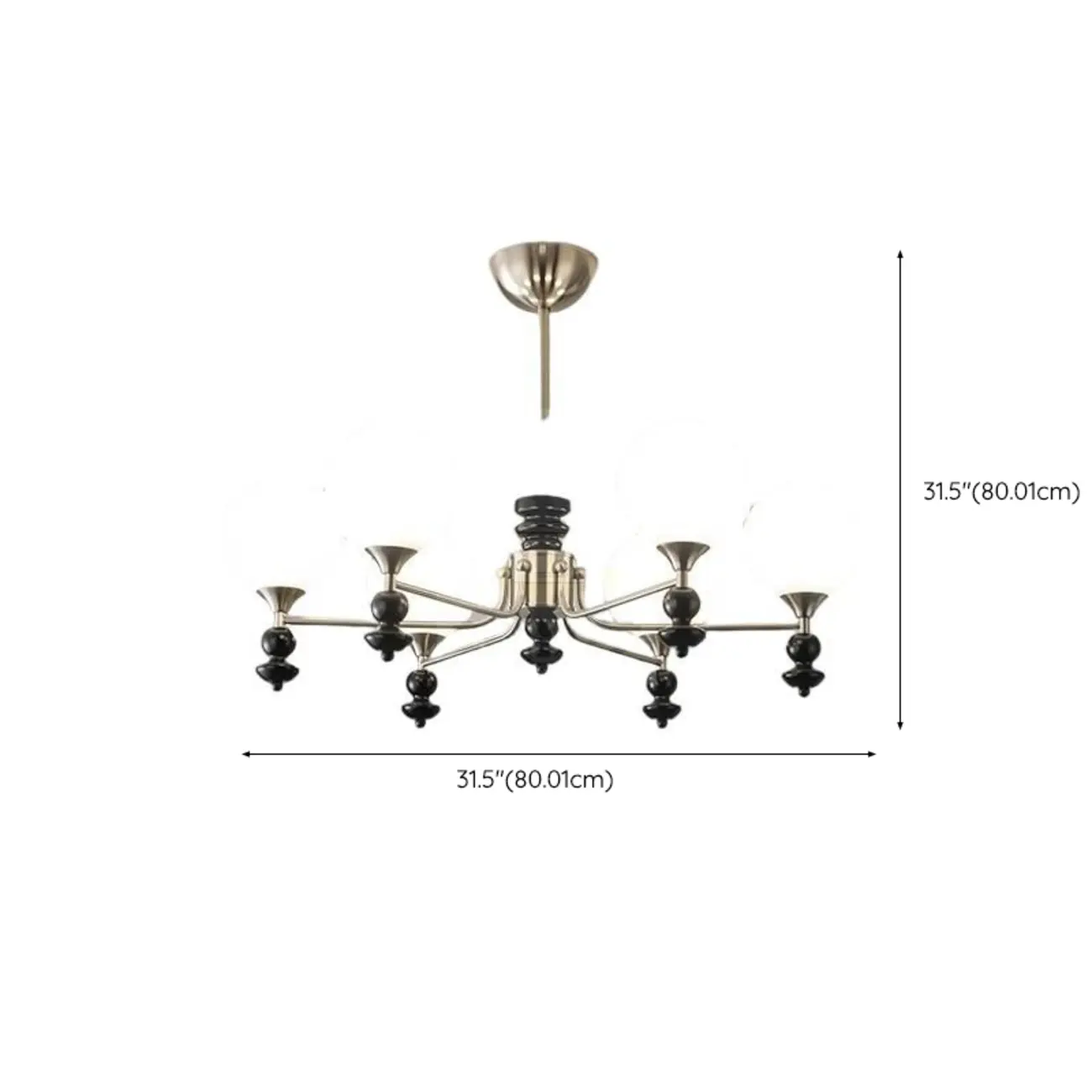 Modern Stylish Black Nickel Glass Globe Chandelier