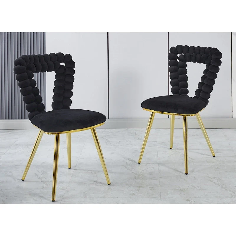 Gold+Black Modern 22.04 Accent Chairs (Set of 2)