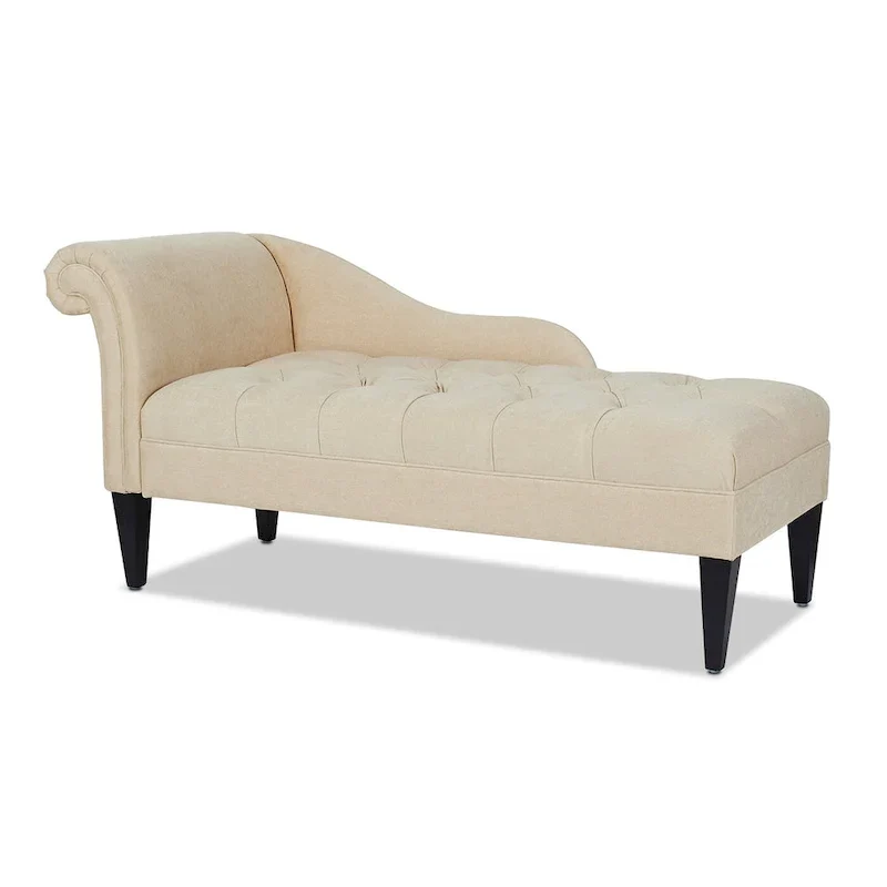 64 Mid-Century Tufted Rolled-Arm Chaise Lounge