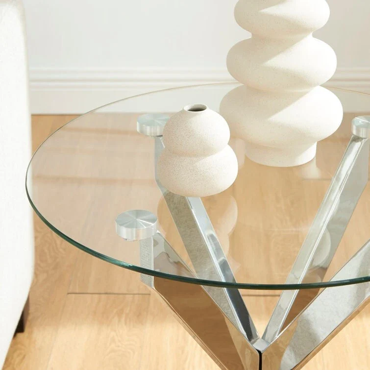 19.7 End Table With Glass Top