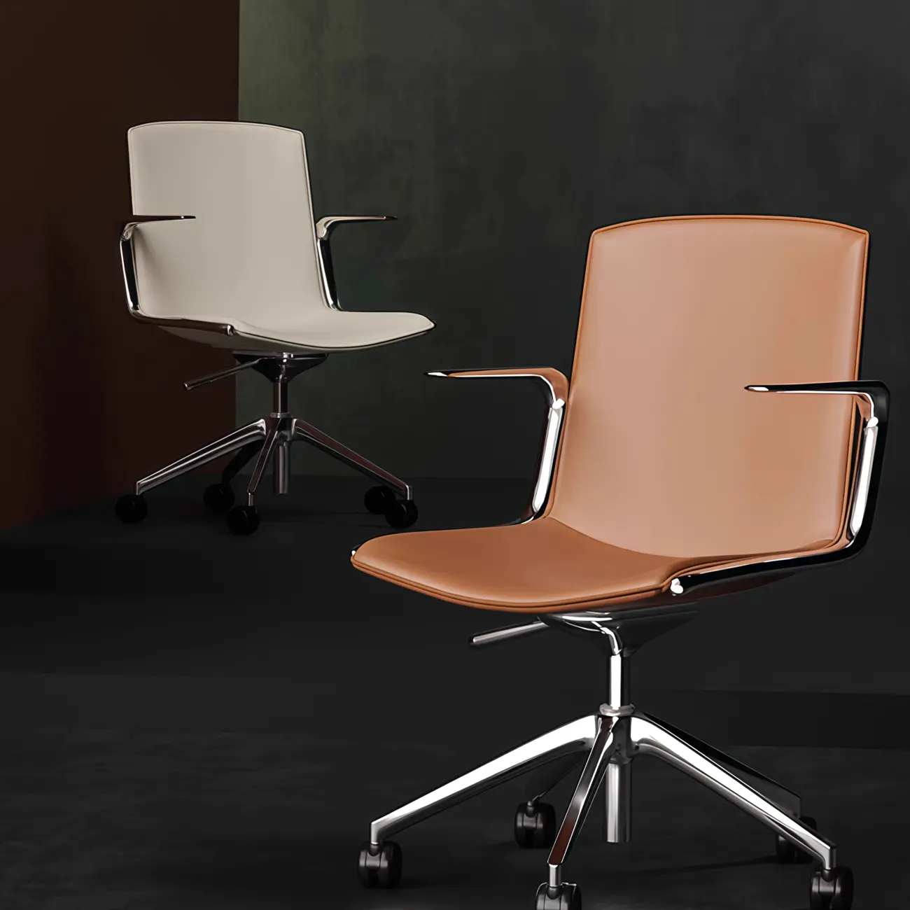 Modern Leather Adjustable Swivel Armrests Office Chair