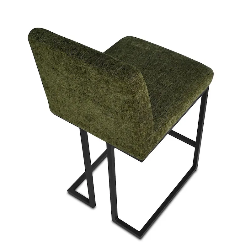 Fabric Counter Stool with Arms - Metal Legs (Set of 2)