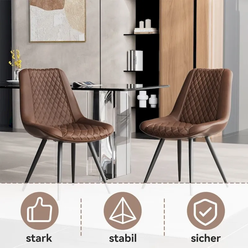 Leather Dining Chair with Metal Legs