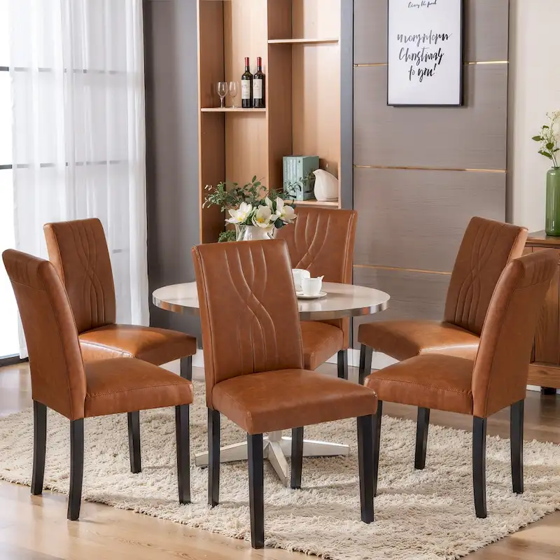 VECELO Upholstered Dining Chairs Set of 2/4/6, Fabric Dining Room Kitchen Side Chair, Parson Dining Chairs