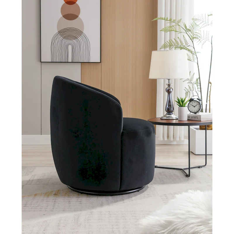 Velvet Swivel Barrel Accent Chair - 25.60 x 25.60 x 27.56