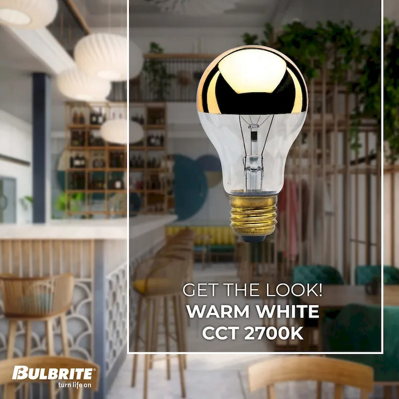 Bulbrite Pack of (6) 60 Watt Dimmable Half Gold A19 Incandescent Light Bulbs with Medium (E26) Base, 2700K Warm White Light