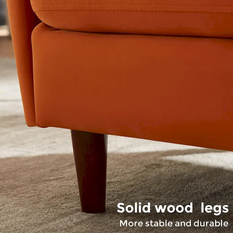 28.34W Set Of 2 Accent Armchair, Velvet Barrel Chair with Solid Wood Legs