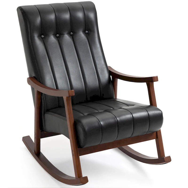 AVAWING Upholstered Rocking Chair ModernHighBackArmchair