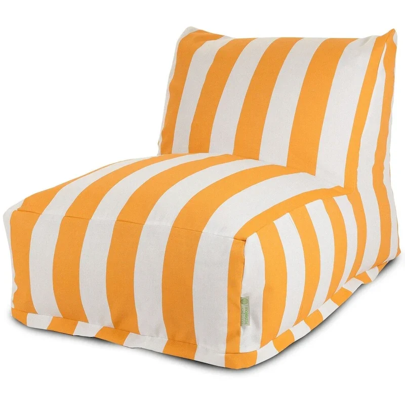 Indoor Outdoor Yellow Vertical Stripe Bean Bag Chair Lounger 36 in L x 27 in W x 24 in H