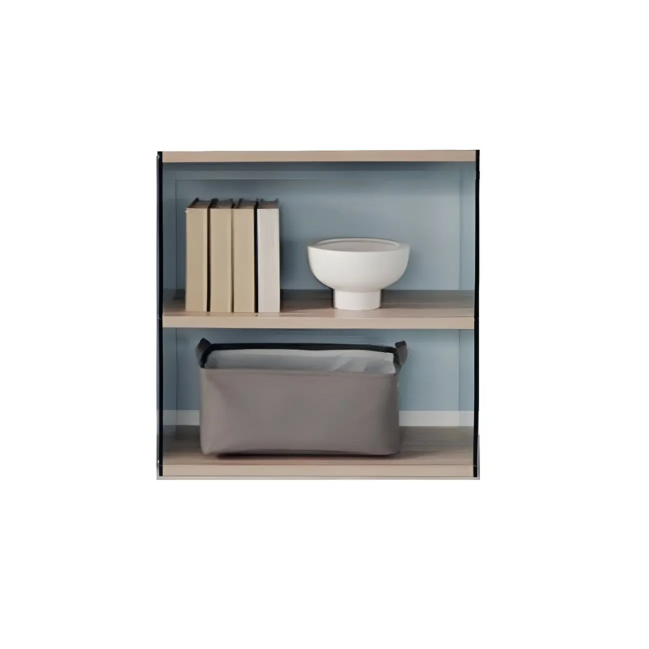 Trendy Glass and Wood Open Display Etagere Bookcase