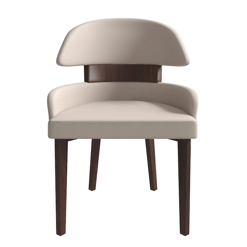 Leather Dining Chair with a Curved Back in Rubberwood Ethos Series by LeisureMod