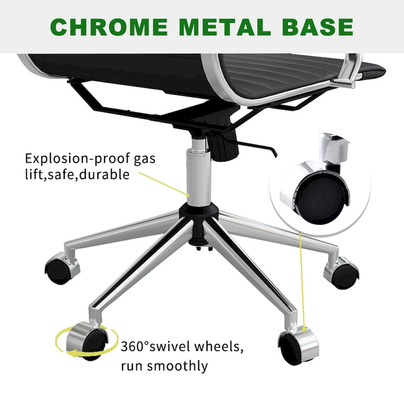 CAROCC Ribbed Computer Office Chair Swivel Lift tilt function Ergonomic Premium Leather Desk Armchair
