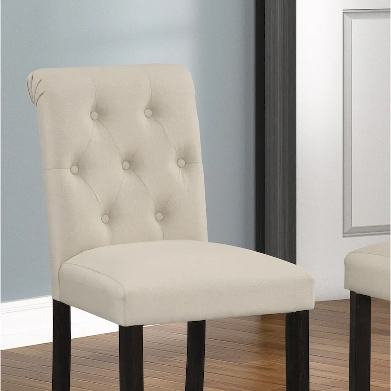 Roundhill Furniture Leviton Solid Wood Tufted Asons Barstool, Set of 2