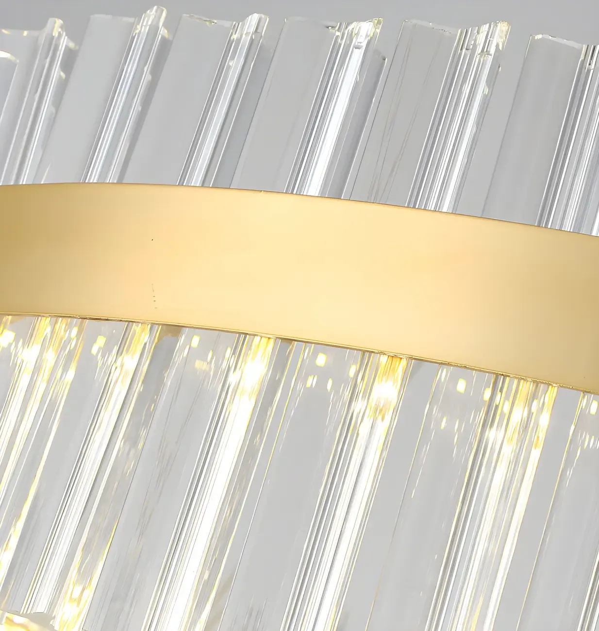 Modern Brass Round Crystal Island Chandelier