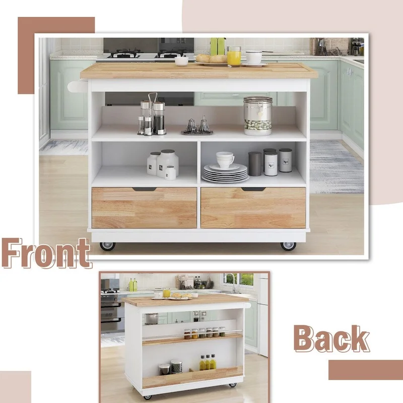 Rolling Kitchen Island Kitchen island Cart Spice Rack Kitchen Cart - 46.00L * 21.70W * 35.62H