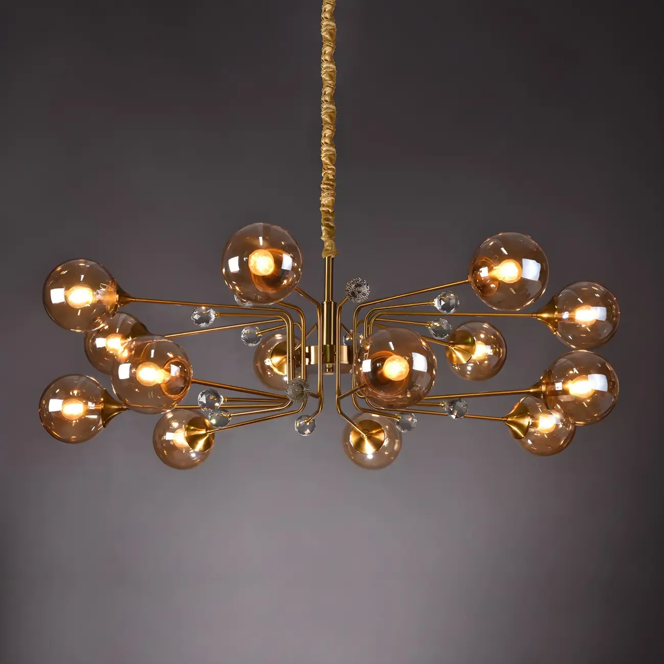 8-Light Mid-Century Modern Glass Globe Chandelier