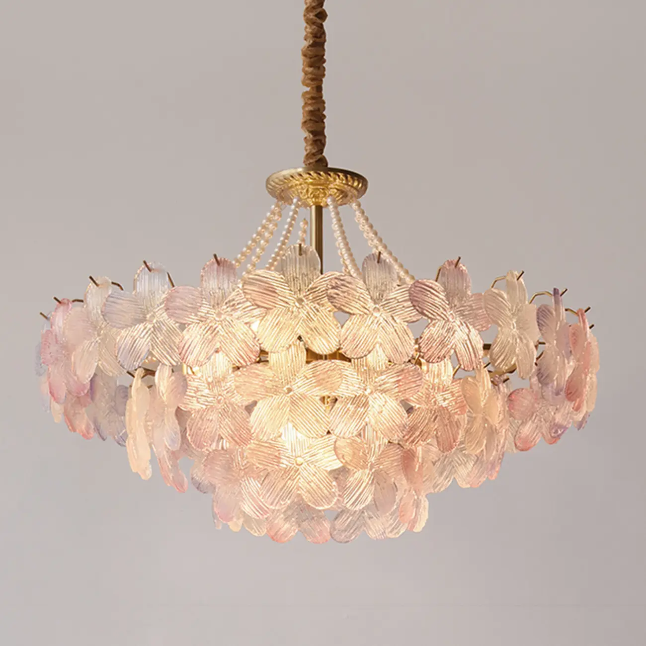 Modern Tier Round Flower Crystal Chandelier