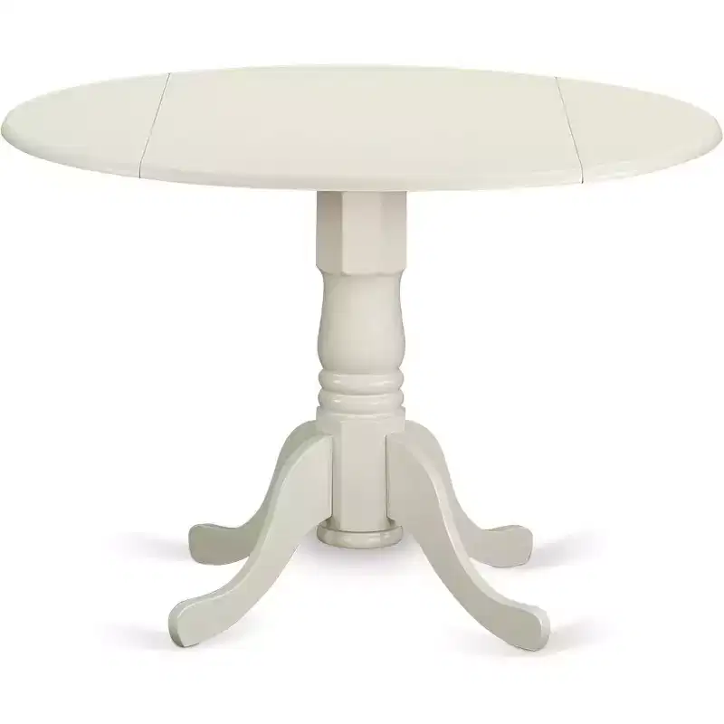 HomeStock 5 Piece Round Dining Table Set Linen White