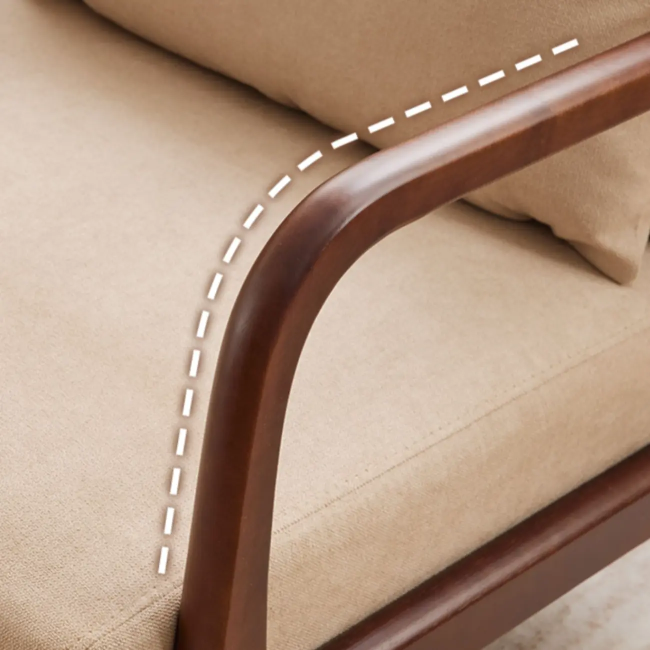 Beige Ottoman Cotton Linen Accent Arm Chair