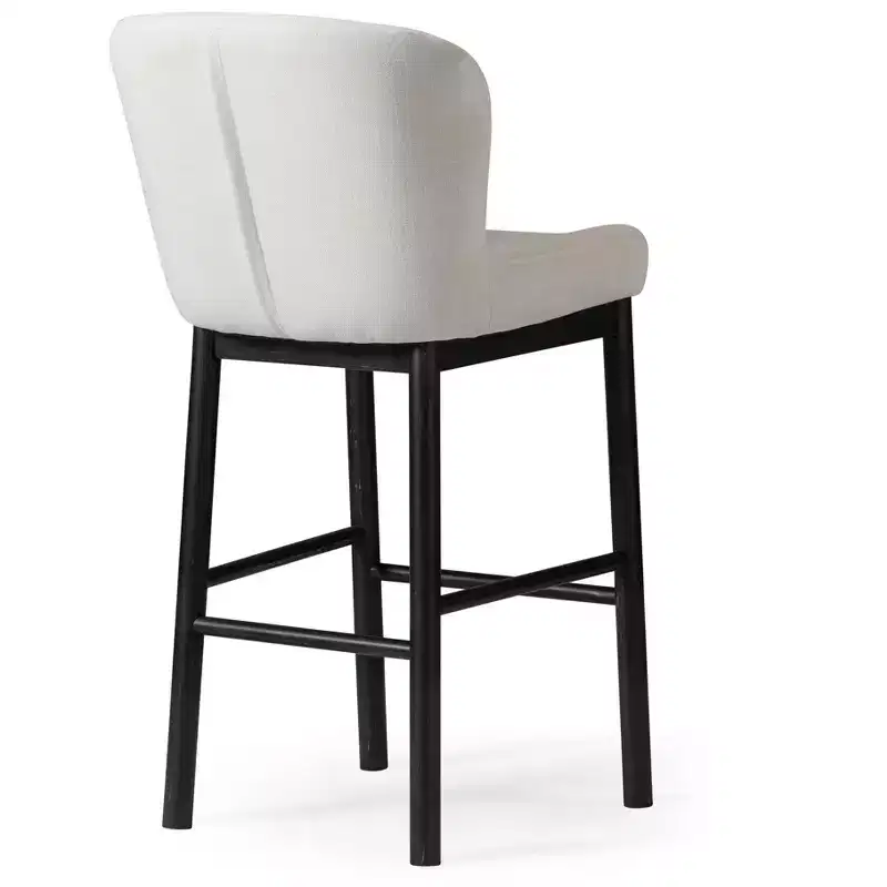 Upholstered High Back Bar Stool, Gray Fabric, 1-Person