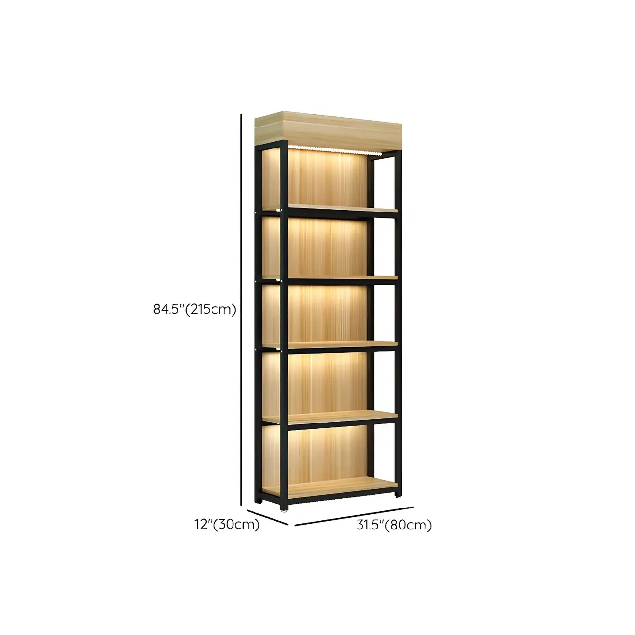 Modern Wood Open Multi-Shelf Large Display Cabinet