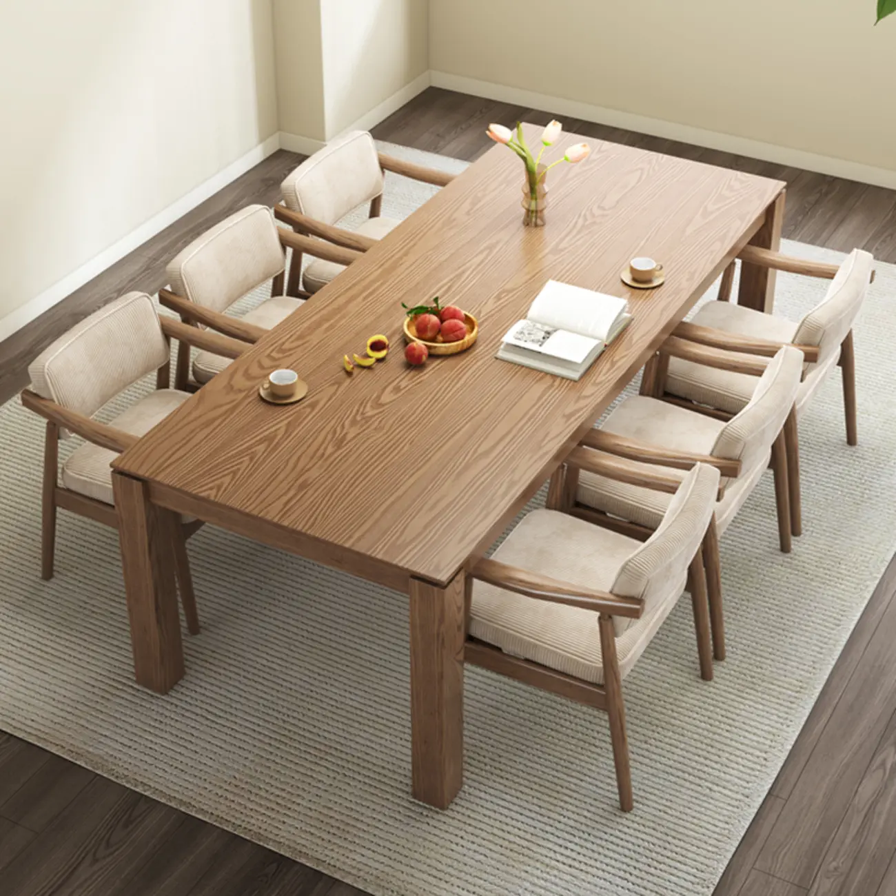 Scandinavian Modern Solid Wood Upholstered Dining Chair