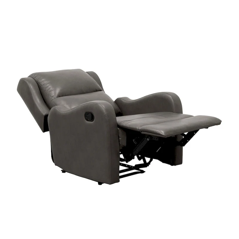 Manual Recliner Chair – Gray, Faux Leather, Single Seat