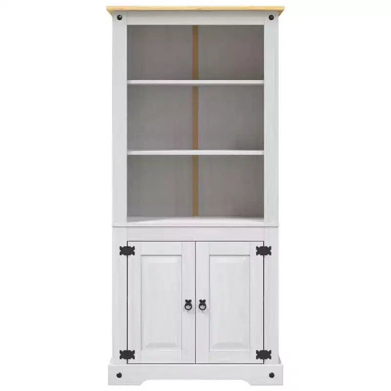 Side Cabinet Brown Solid Pine Wood 31.5x15.7x66.9 in
