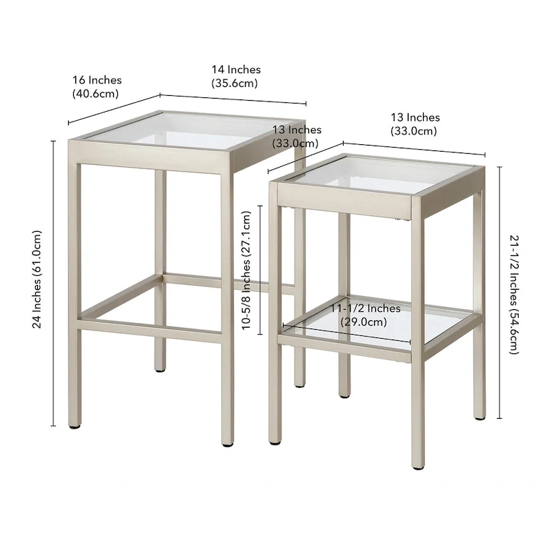 Alexis Metal/ Tempered Glass Nesting Tables