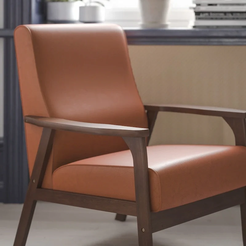 Mid-Century Modern Arm Chair with Wooden Frame and Arms