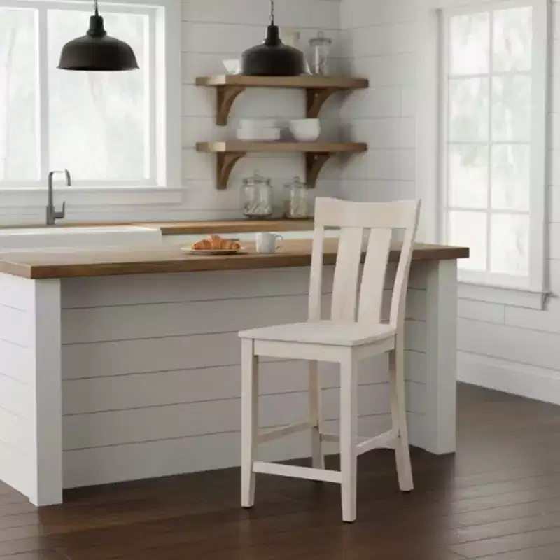 24" Ava Counter Height Barstool Unfinished - International Concepts: Solid Wood, Square Seat