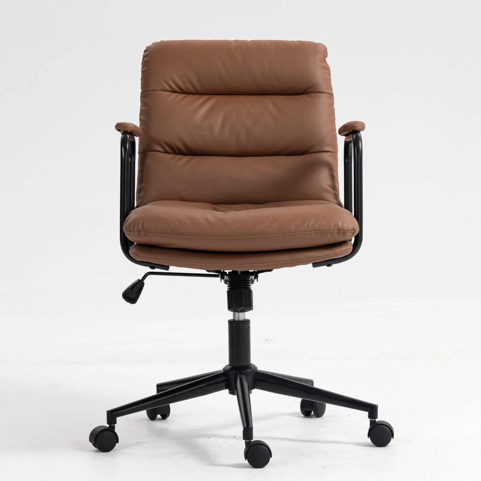 Walker Edison | Brown Ergonomic Faux Leather Desk Rolling Swivel Chair