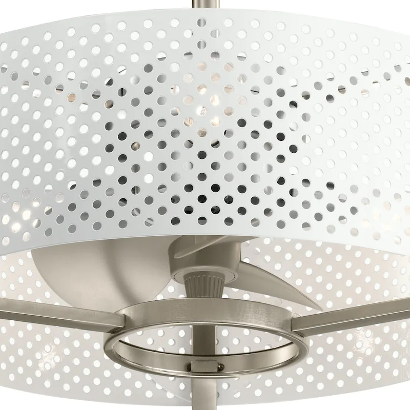 Kichler Eyrie 13 inch Fan with a White Cage and Brushed Nickel Accents