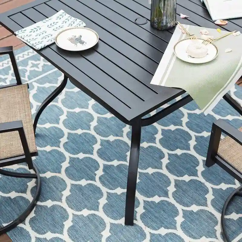 MAISON ARTS 5-Piece Patio Dining Set with 4 Swivel Cushioned Chairs and a 37 Weather Resistant Table