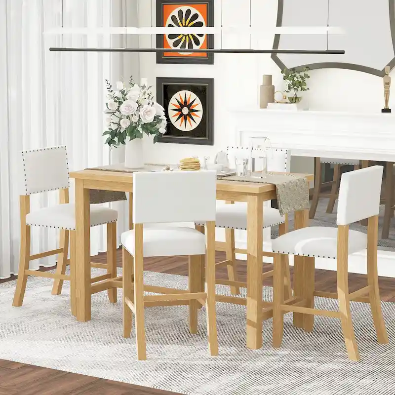 5-Piece Counter Height Dining Table with 4 Chairs