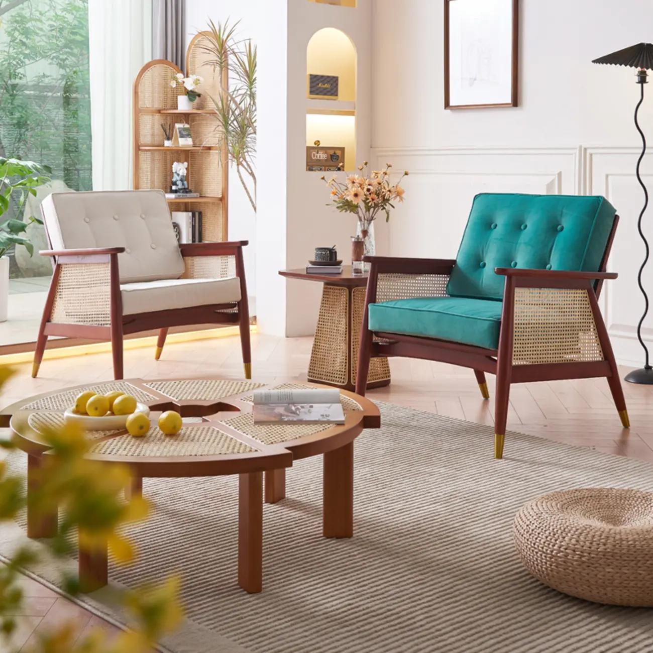 Glam Flannel High Back White Arm Accent Chair