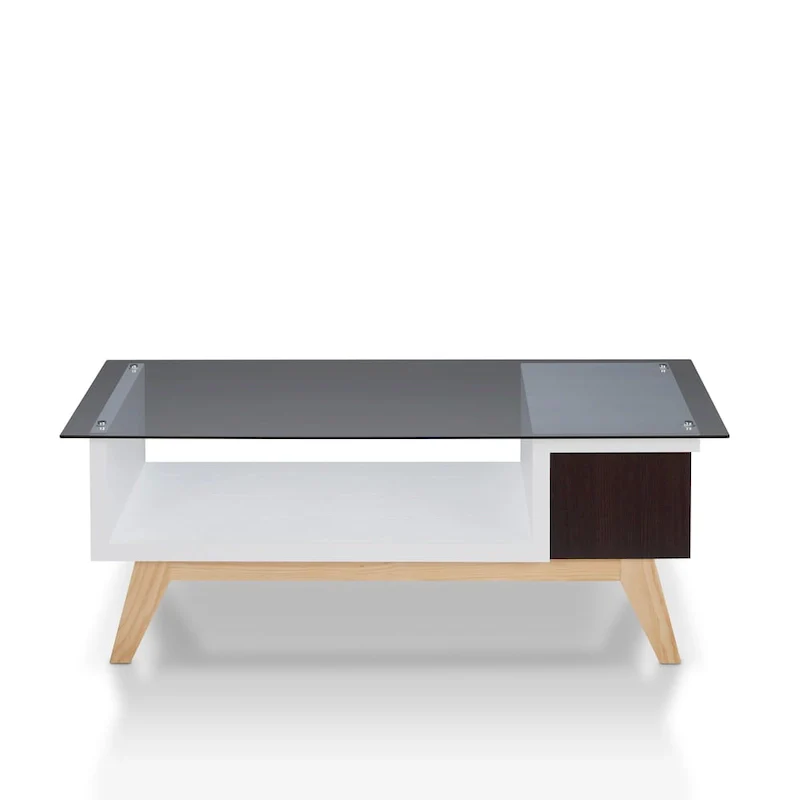 Modern Style 47-Inch Glass-Top Single-Tier Coffee Table
