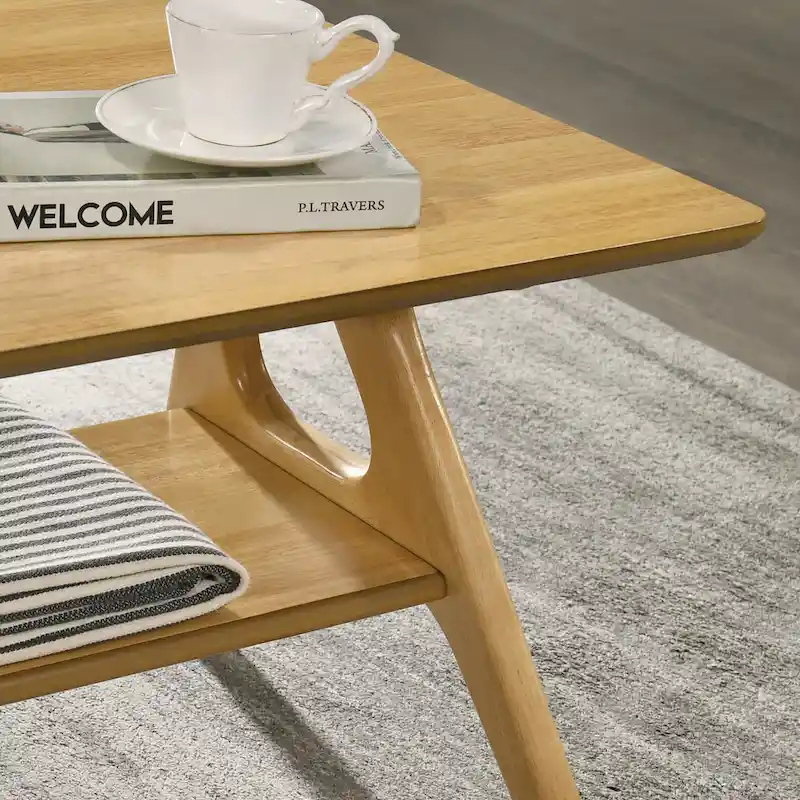 Mid-Century Modern Wood End Table with Shelf