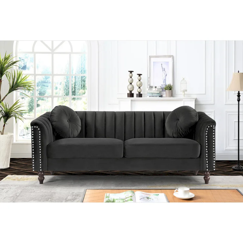 Hills Tufted Back Nailhead 75.2  Sofa