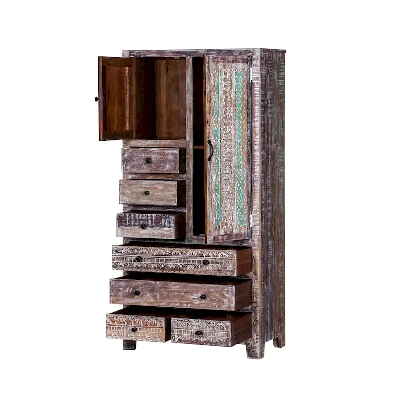 Solid Wood Freestanding Wardrobe Cabinet - N/A