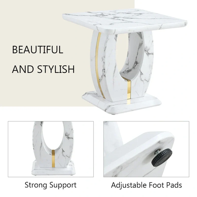 23.6 Square Coffee Table with Gold-Tone Leg Strips